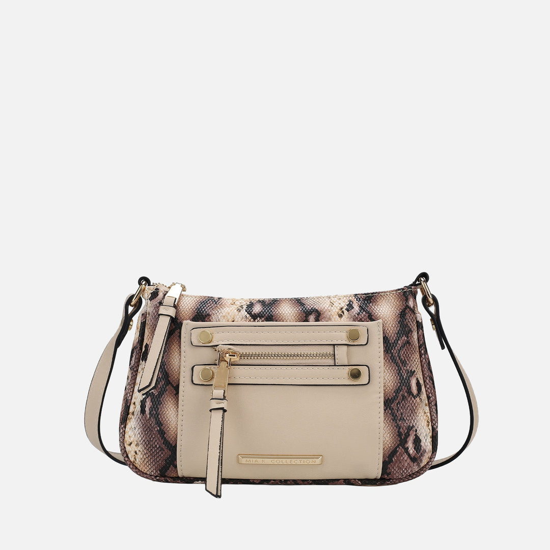 Snake Beige MKF Collection By Mia K Essie Embossed Crossbody Bag