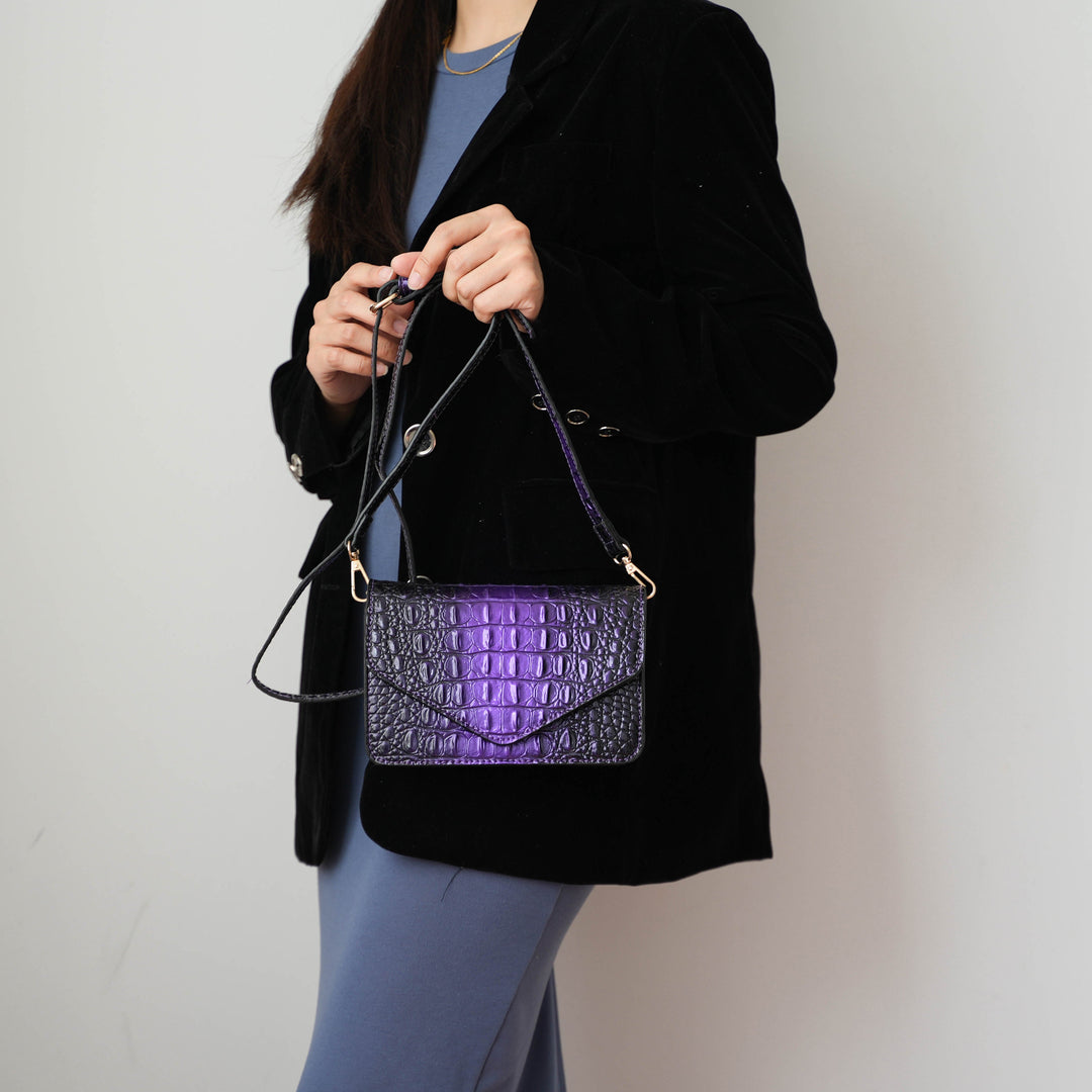 Croco Gold MKF Collection By Mia K Vanta Croc Embossed Saddle Bag