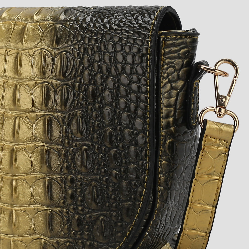 Croco Gold MKF Collection By Mia K Amalia Croc Embossed Crossbody Bag