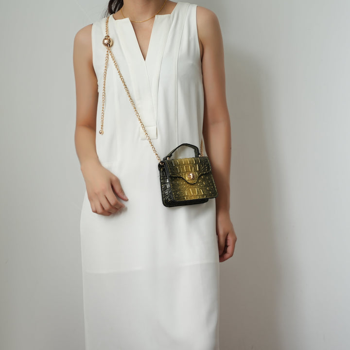 Croco Green MKF Collection By Mia K Luxe Croc Embossed Mini Satchel