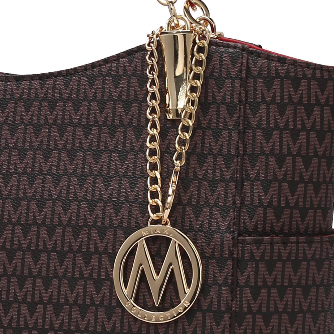 Dark Purple MKF Collection By Mia K Savannah Signature Tote Bag And Wallet Set