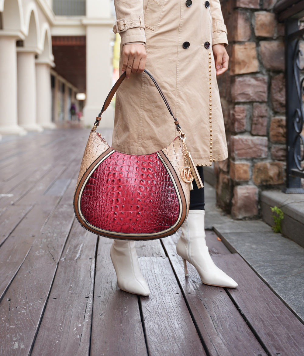 Croco Pink MKF Collection By Mia K Nayra Hobo Bag