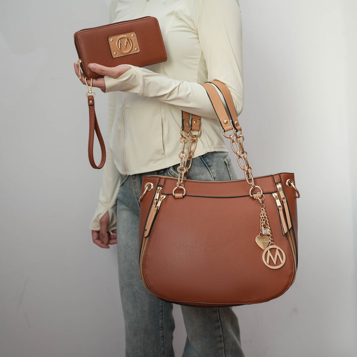 Black MKF Collection By Mia K Lina Shoulder Bag And Wallet Set