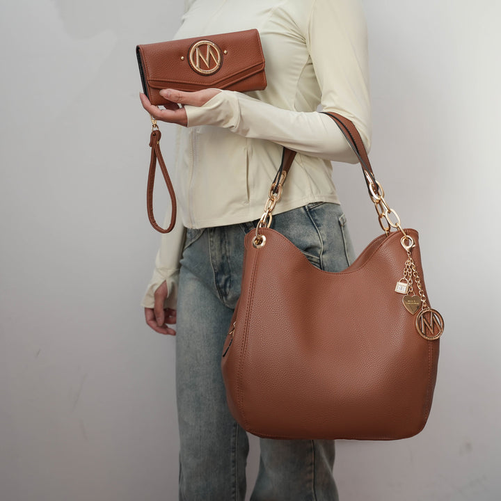 Navy MKF Collection By Mia K Ashley Hobo Bag And Wallet Set