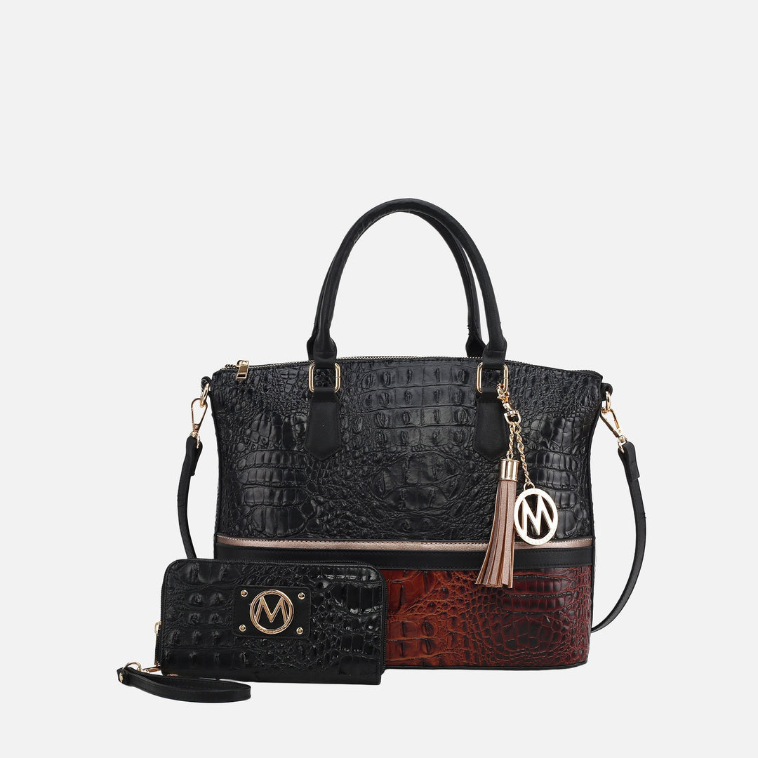 Croco Cognac MKF Collection By Mia K Autumn Tote Bag And Wallet Set