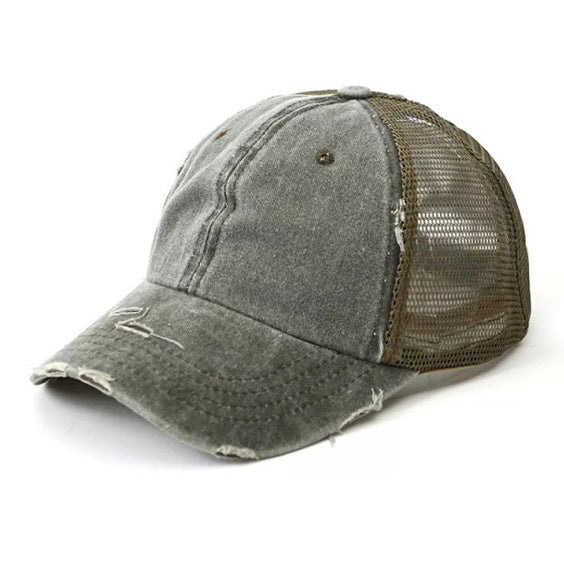Distressed Messy Bun Hat Cap 1