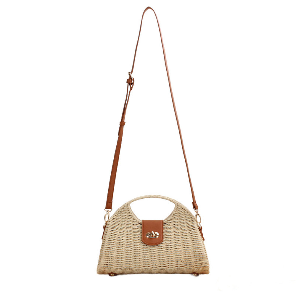 Stella Woven Straw Top Handle Crossbody Bag 1