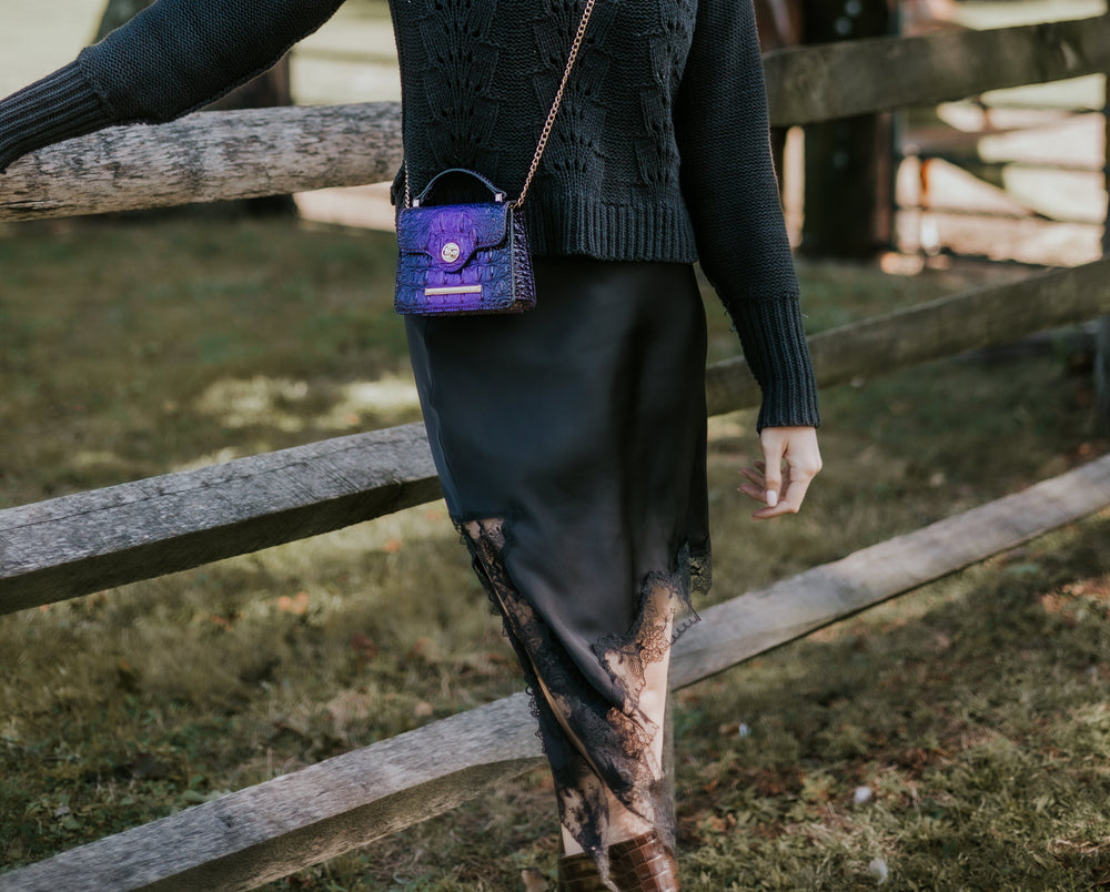 Croco Gold MKF Collection By Mia K Luxe Croc Embossed Mini Satchel