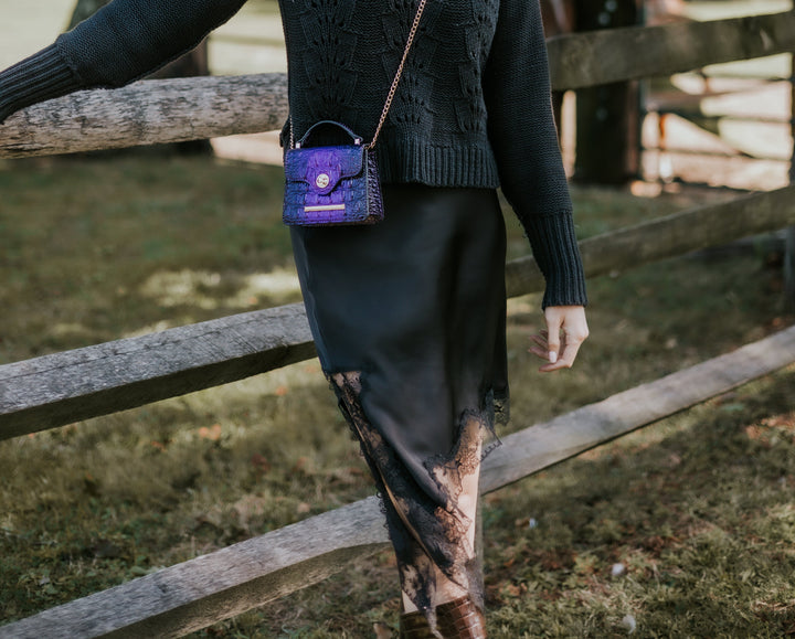 Croco Gold MKF Collection By Mia K Luxe Croc Embossed Mini Satchel