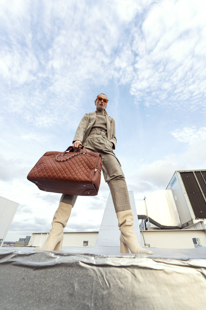 Cognac Brown MKF Collection By Mia K Lexie Weekender Bag