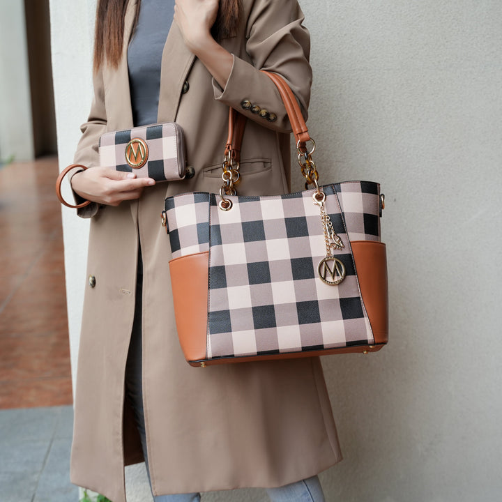 Cognac Brown MKF Collection By Mia K Bonita Tote Bag And Wallet Set 1