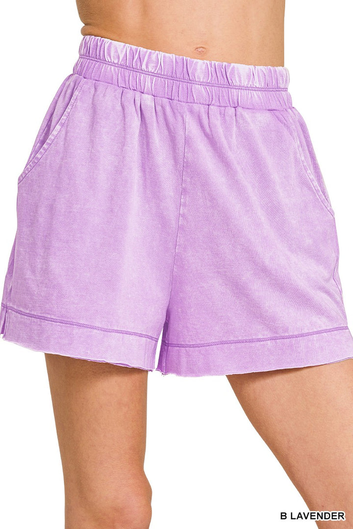 Zenana Acid Washed Oversized Top Shorts Set 1