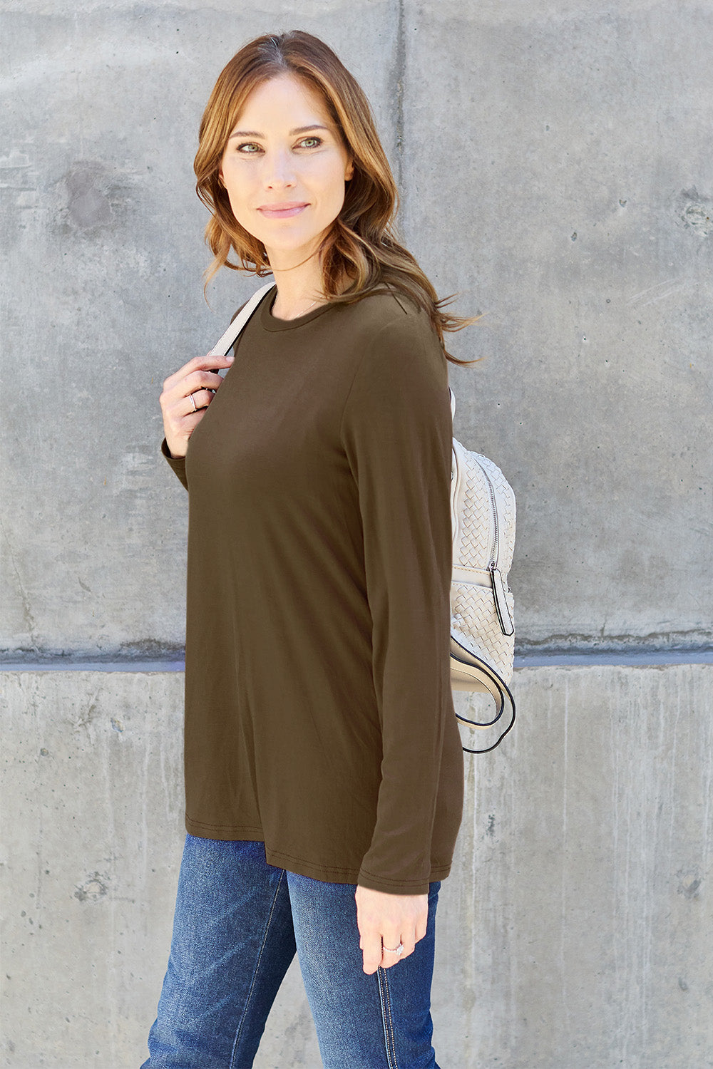 Cerulean Basic Bae Full Size Round Neck Long Sleeve Top