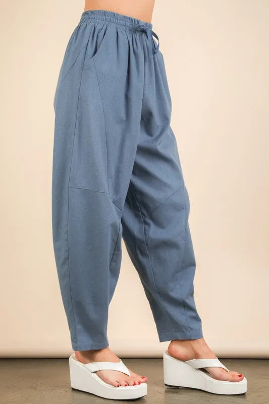 Very J Solid Barrel Comfy Woven Pants 2