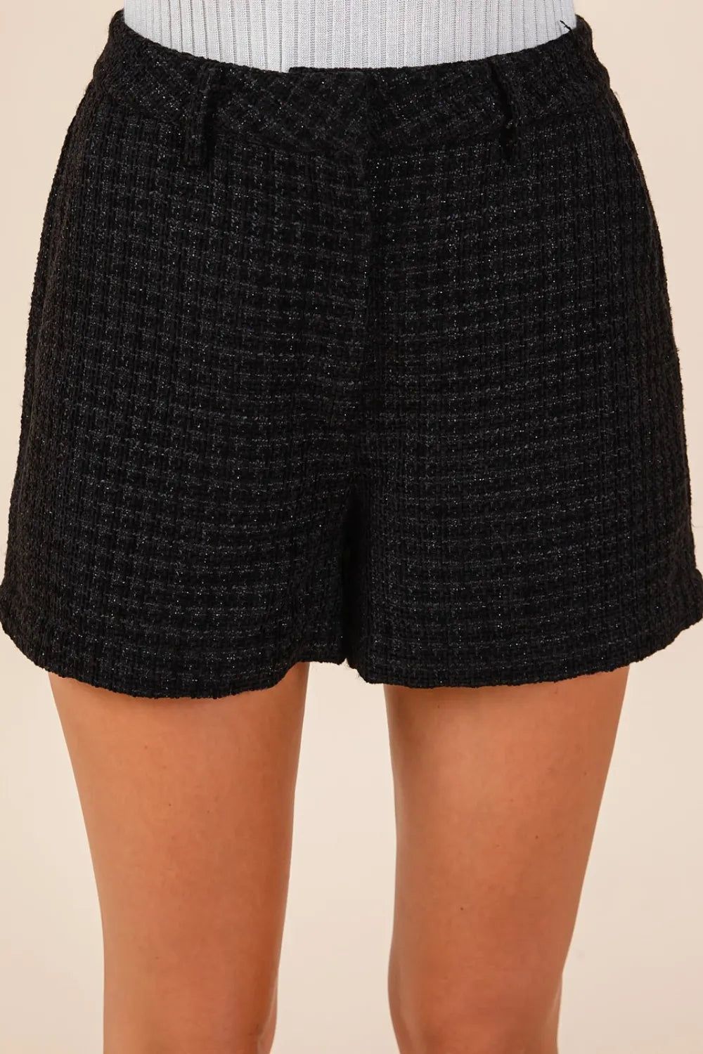 Black Mittoshop Tweed Classic Shorts With Side Pockets