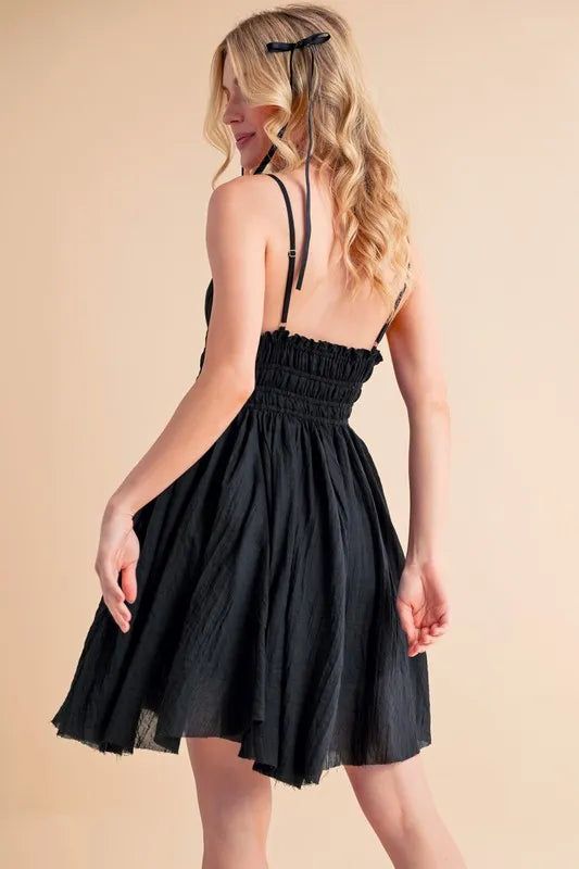 Black Aemi Co Lace Detail Mini Cami Dress