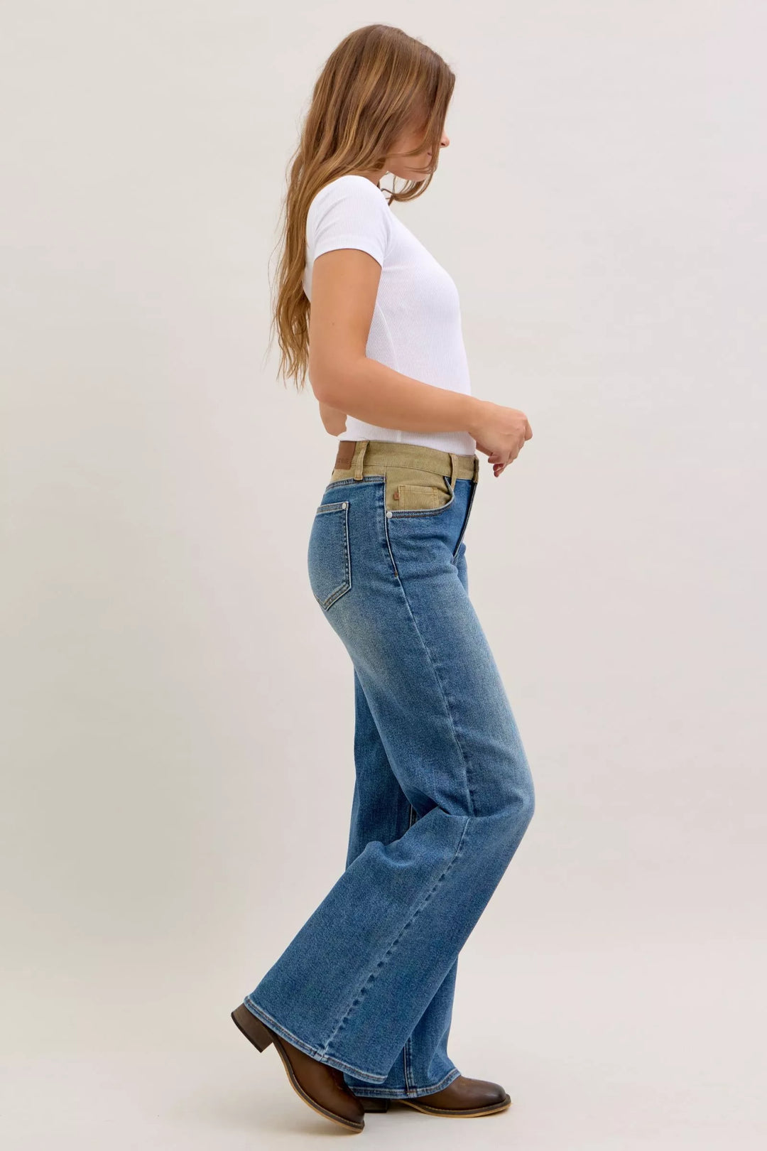 Md Judy Blue Mr Column Straight Jeans With Corduroy Waist