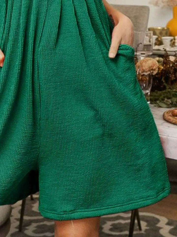 Jade Bibi Crinkle Rib Textured Wide Leg Shortalls
