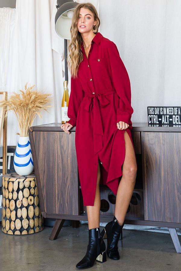 Button Down Shirt Long Dress Plus 30 545P
