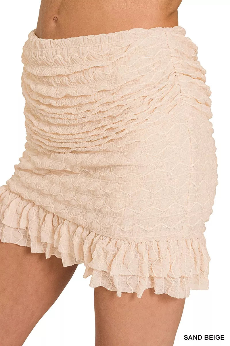 Zenana Ruched Mini Skirt With Built In Shorts 2