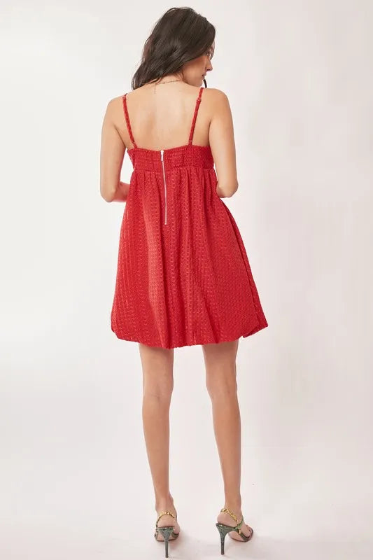 Davi Dani Textured Sweetheart Neckline Bubble Hem Dress