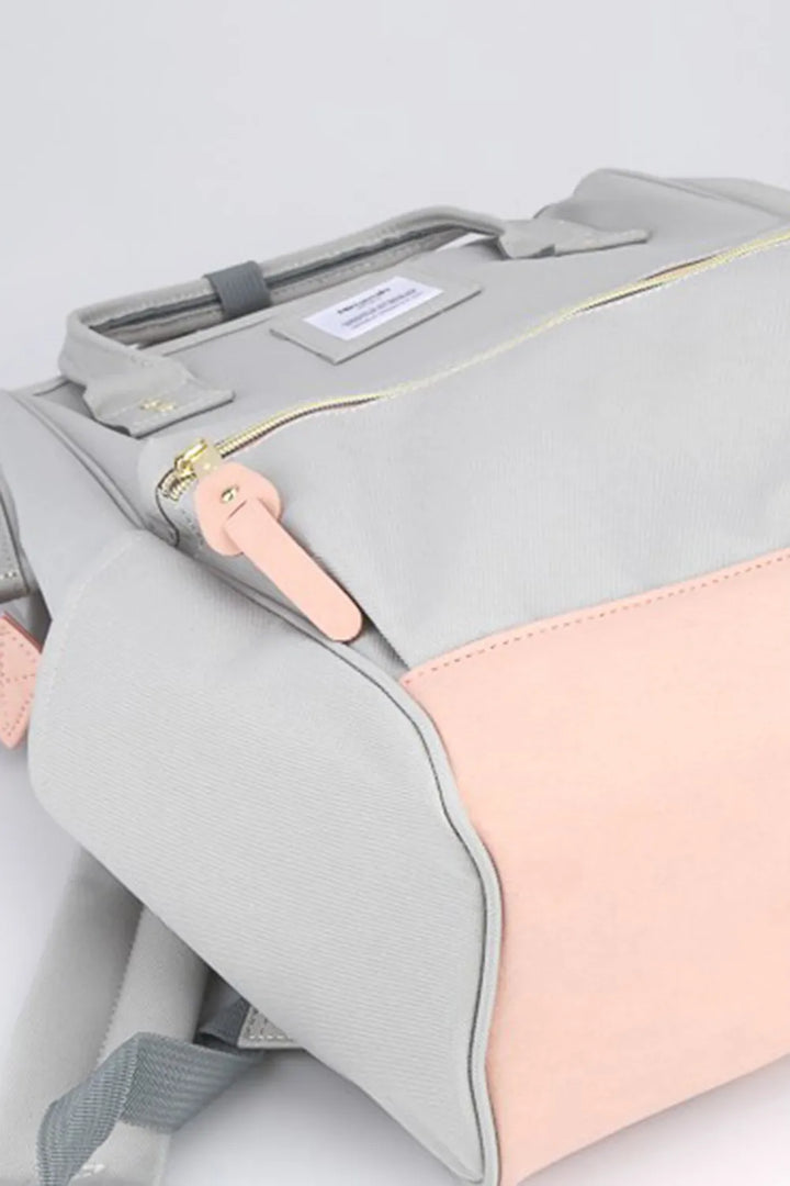 Himawari Contrast Waterproof Canvas Backpack Bag With Side Pockets