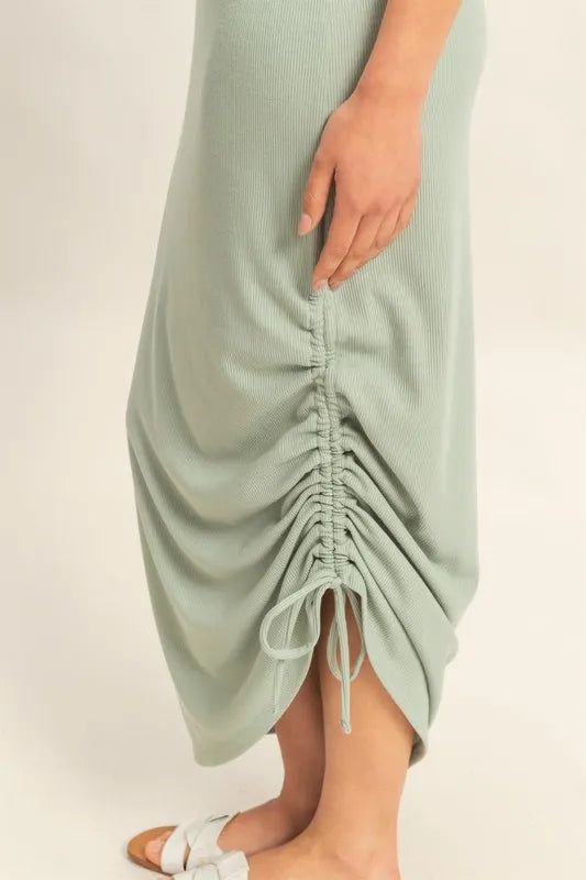 Hyfve Scoop Neck Side Tie Detail Midi Dress 1