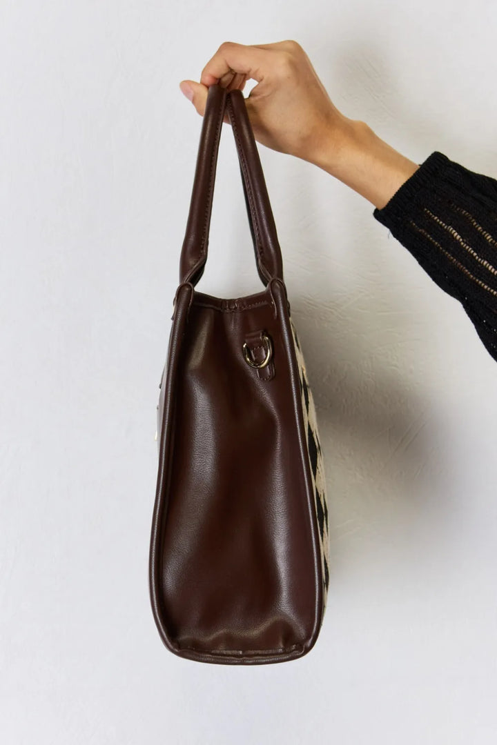 David Jones Argyle Pattern Pu Leather Handbag
