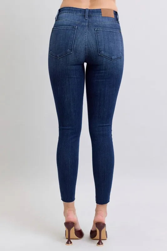 Dk Judy Blue Full Size Mid Rise Skinny Jeans With Raw Hem Plus Size
