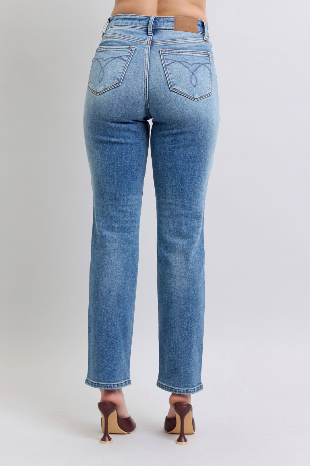 Medium Judy Blue Full Size Run Vintage Wash Thermal Straight Jeans