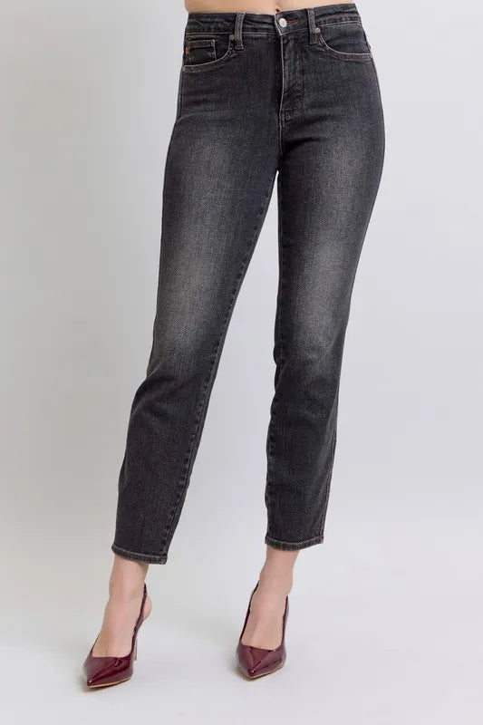 Bk Judy Blue Full Size Mid Rise Tummy Control Slim Jeans Plus Size