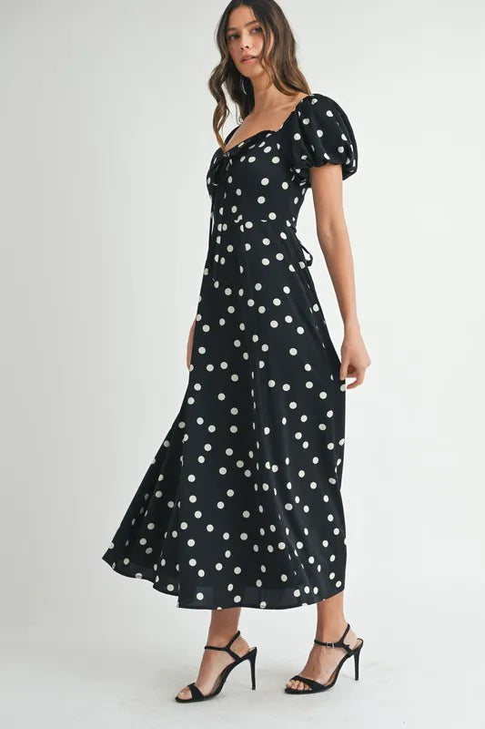 Mable Polka Dot Puff Sleeve Midi Dress 1