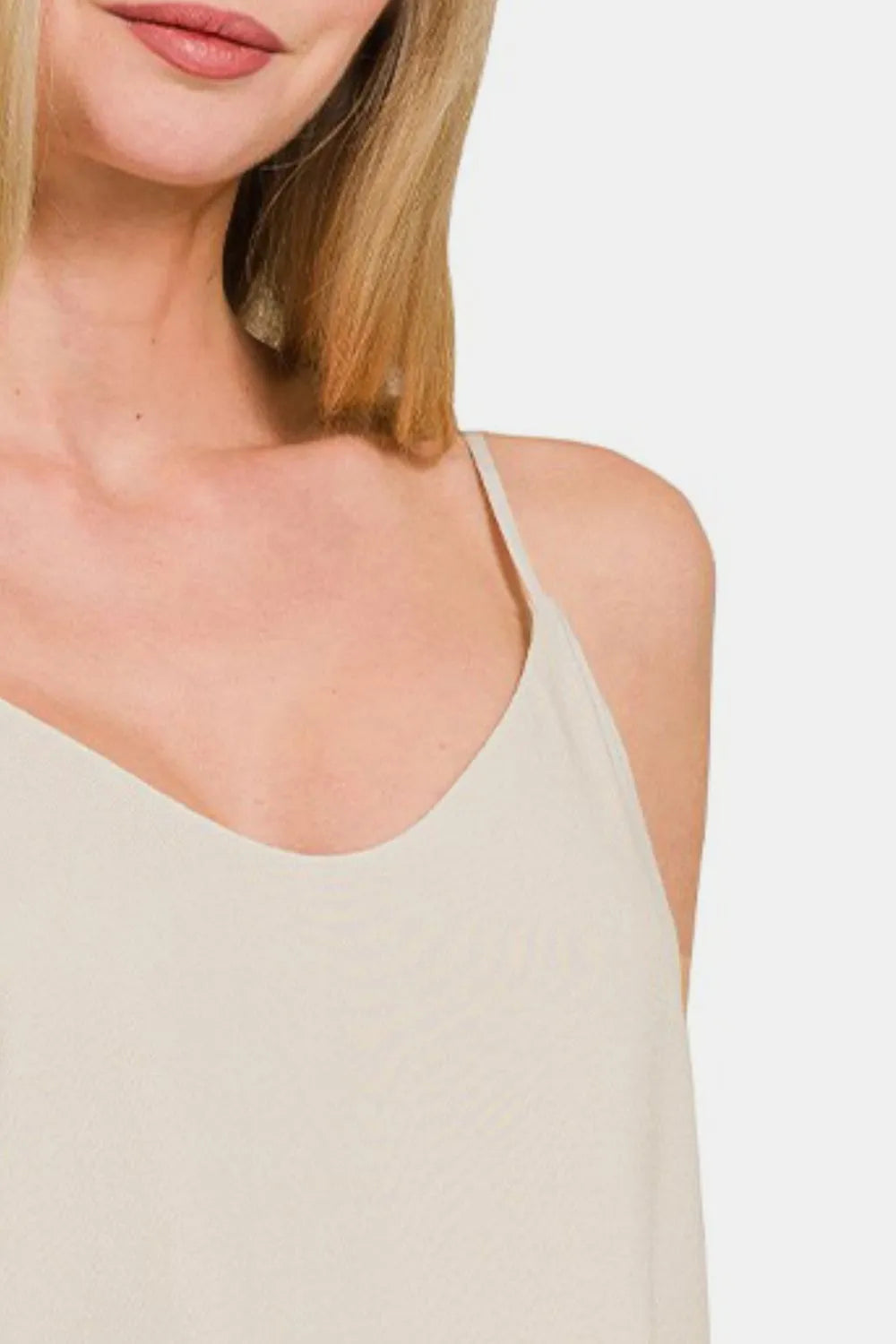 Beige Zenana Two Layered Spaghetti Strap Cami