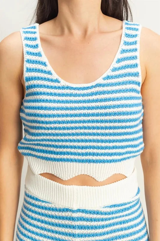Hyfve Striped Cropped Tank And Shorts Set