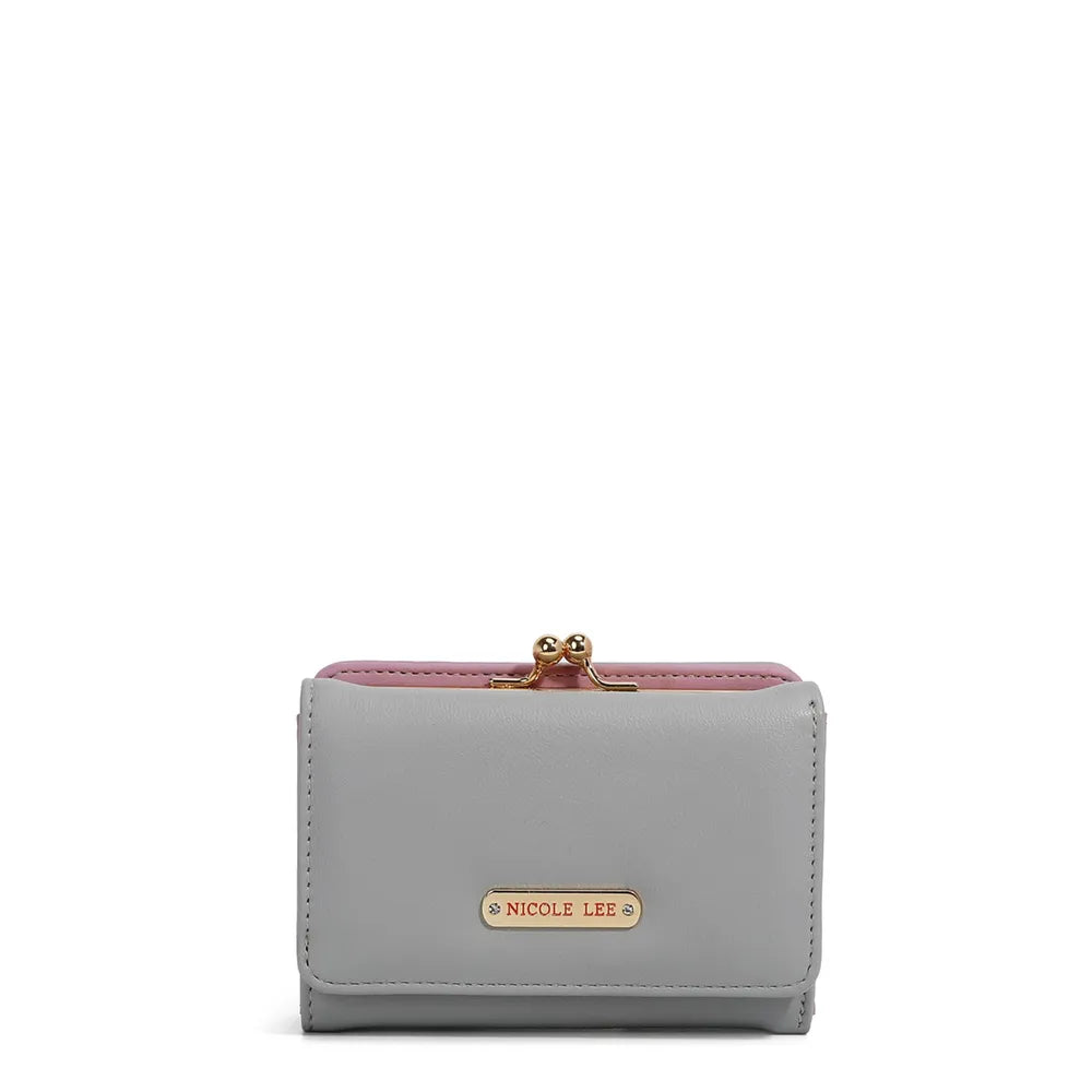 Gray Nicole Lee Usa Vegan Leather Trifold Wallet 1