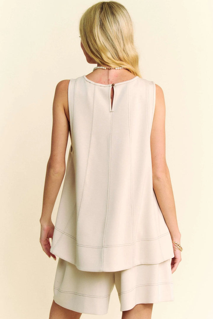 Davi Dani Contrast Seam Top And Short Set