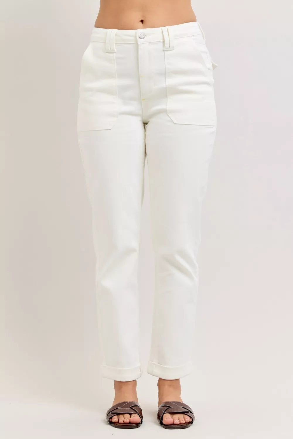 Wht Judy Blue High Waist Jeans With Patch Pockets