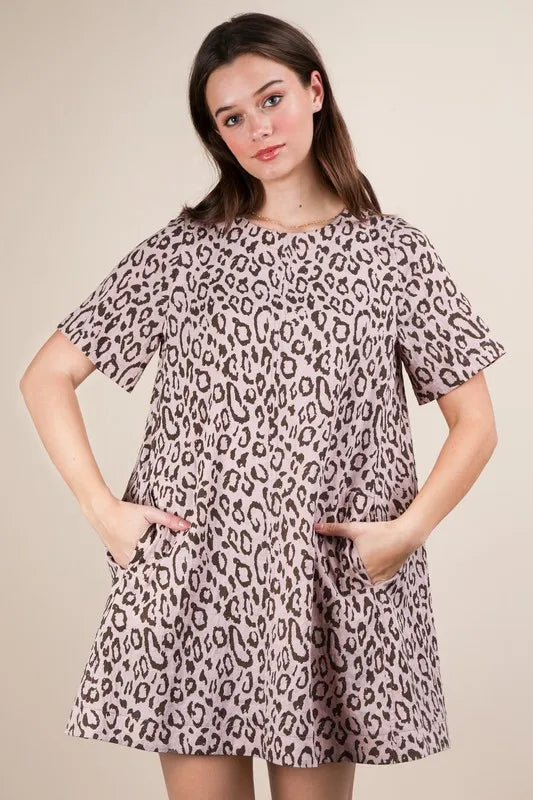 Blush Very J Leopard Printed Comfy Mini Dress