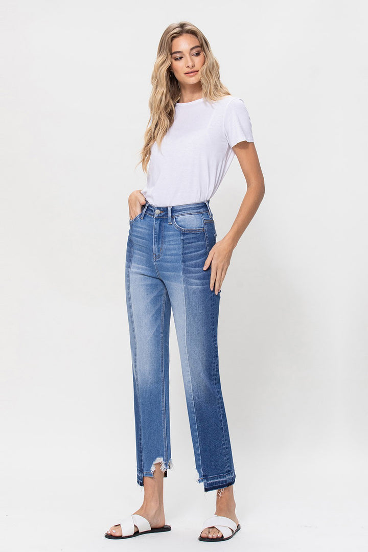 THE SPRING OF LINE Super High Rise Straight W Contrast And Hem Detail