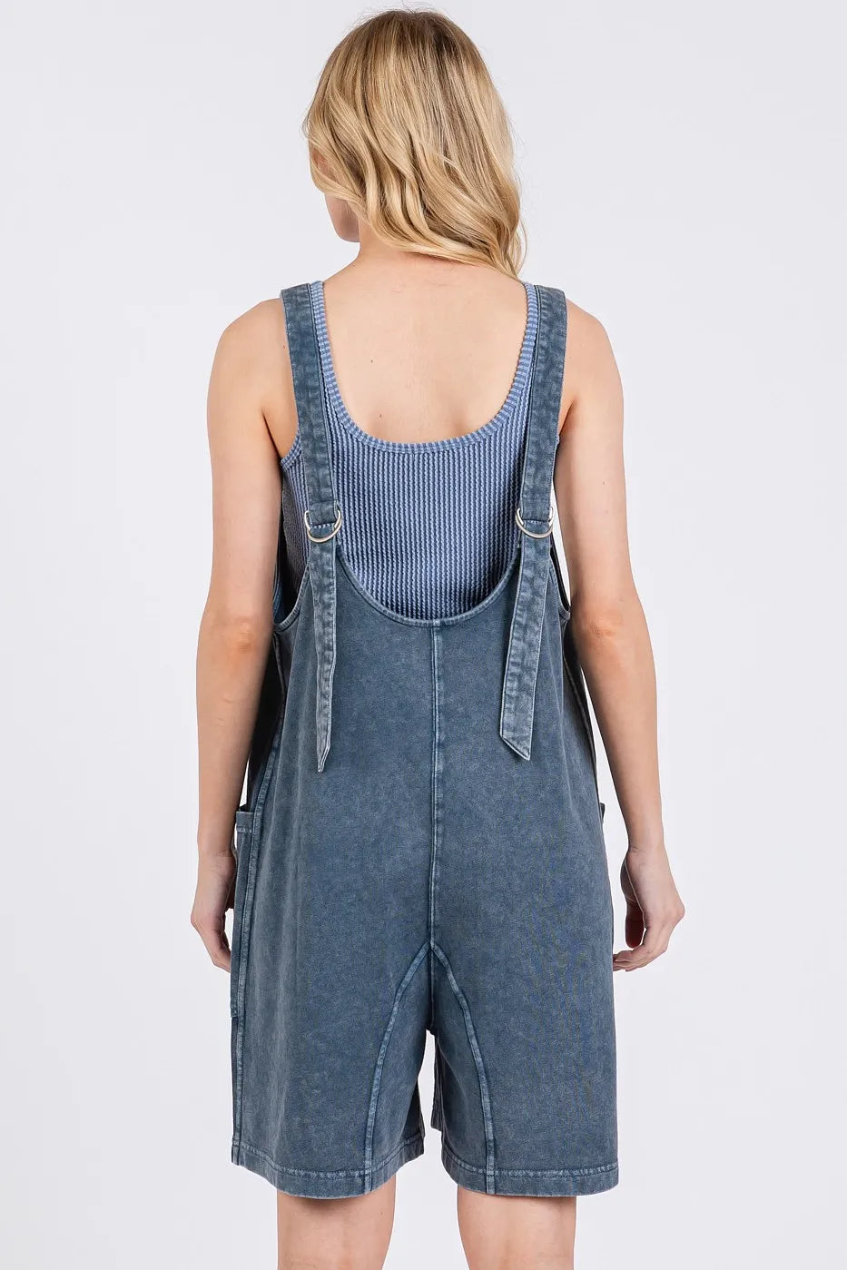 Navy Mittoshop Low Scoop Neck Tank Washed French Terry Romper