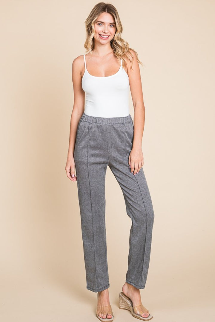 Gray Culture Code Full Size Pin Tuck Detail Slim Pants 1