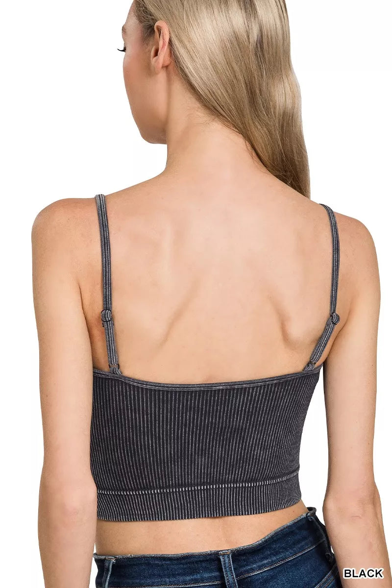 Zenana Stone Washed Ribbed Seamless Tank Top