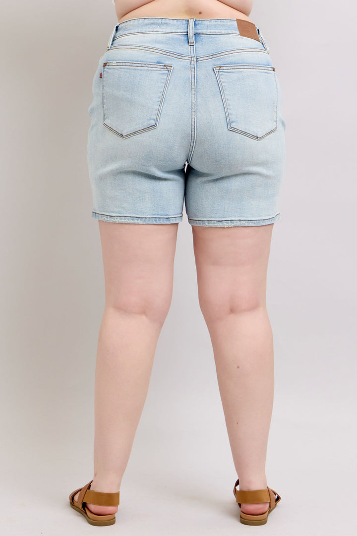 Judy Blue Full Size 2 Button Denim Shorts With Pockets Plus Size 1