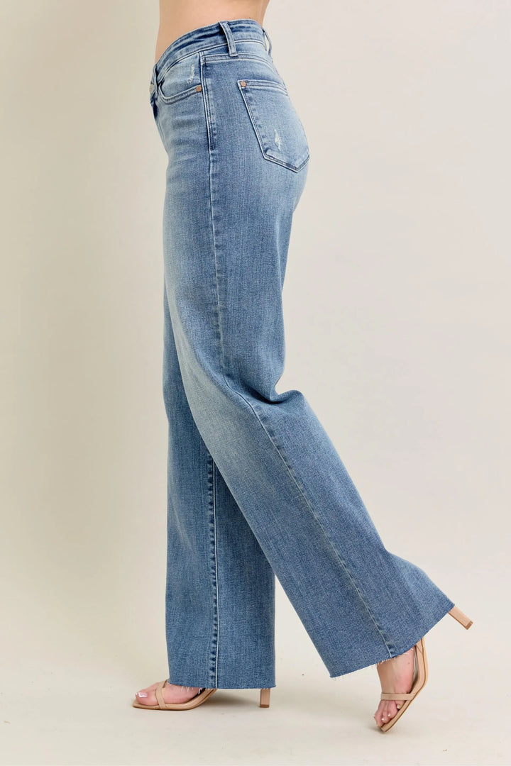 Md Judy Blue Full Size V Front Baggy Jeans Plus Size