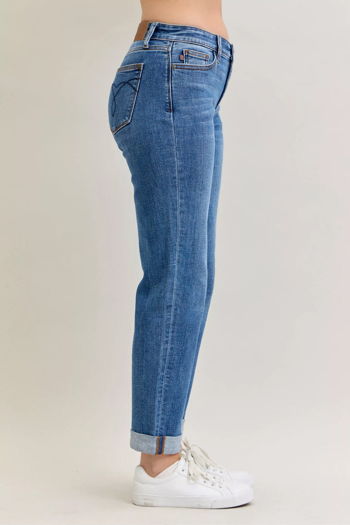 Md Judy Blue Full Size Mid Rise Bf Classic Cuffed Jeans Plus Size