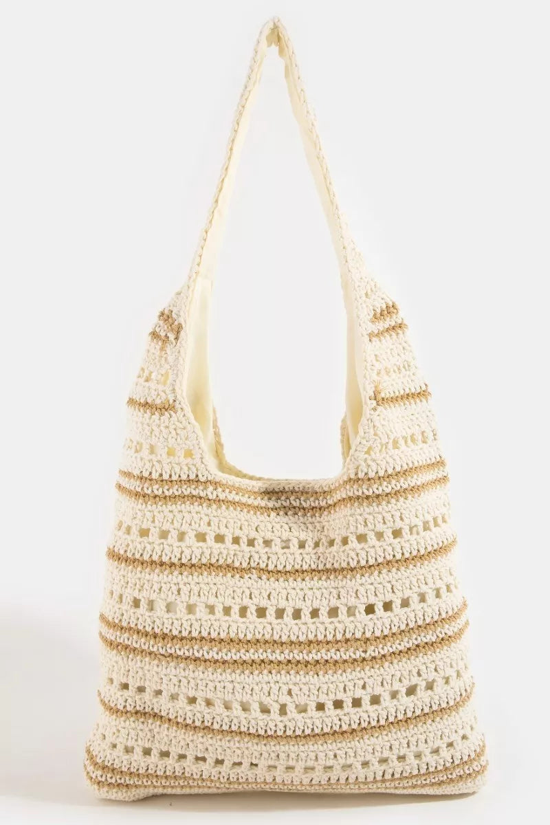 Iv Fame Two Tone Stripe Straw Tote Bag
