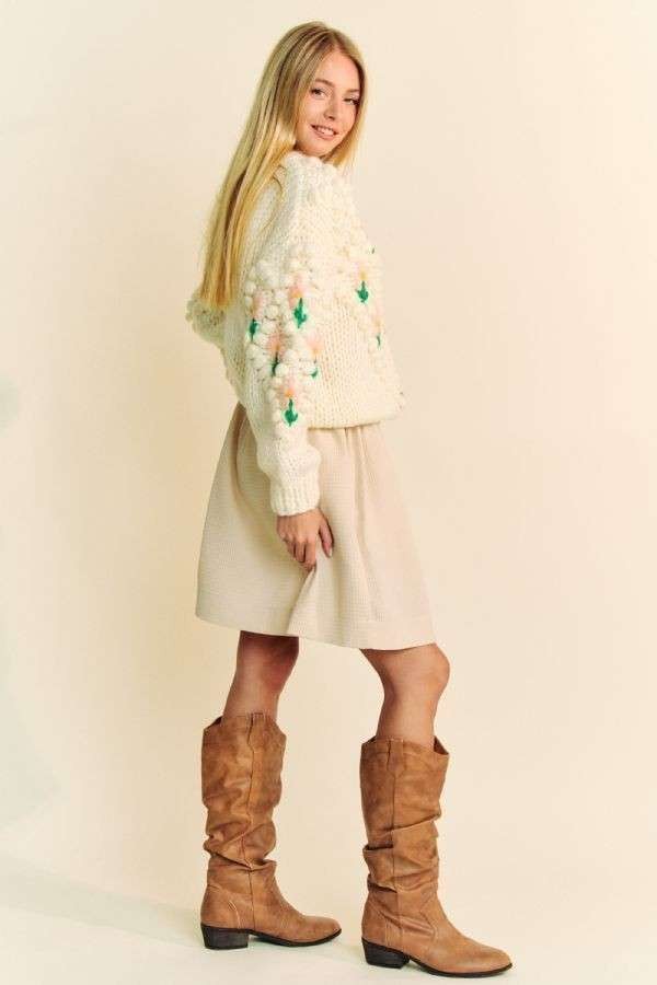 Davi Dani Floral Pattern Button Down Cardigan