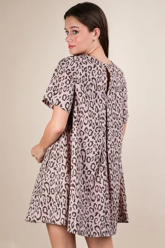 Very J Leopard Printed Comfy Mini Dress