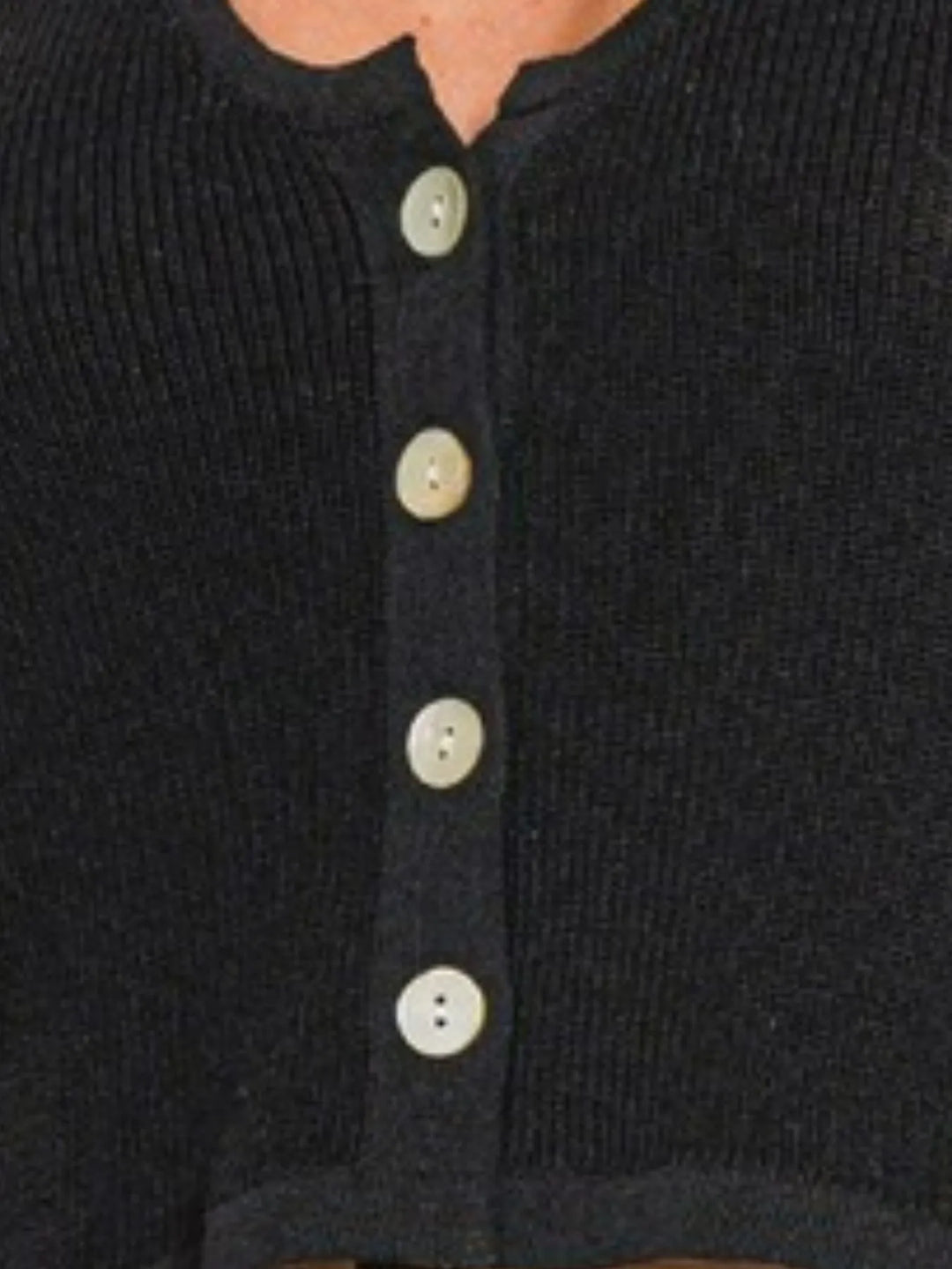 Black Zenana Button Up Cropped Sweater Vest