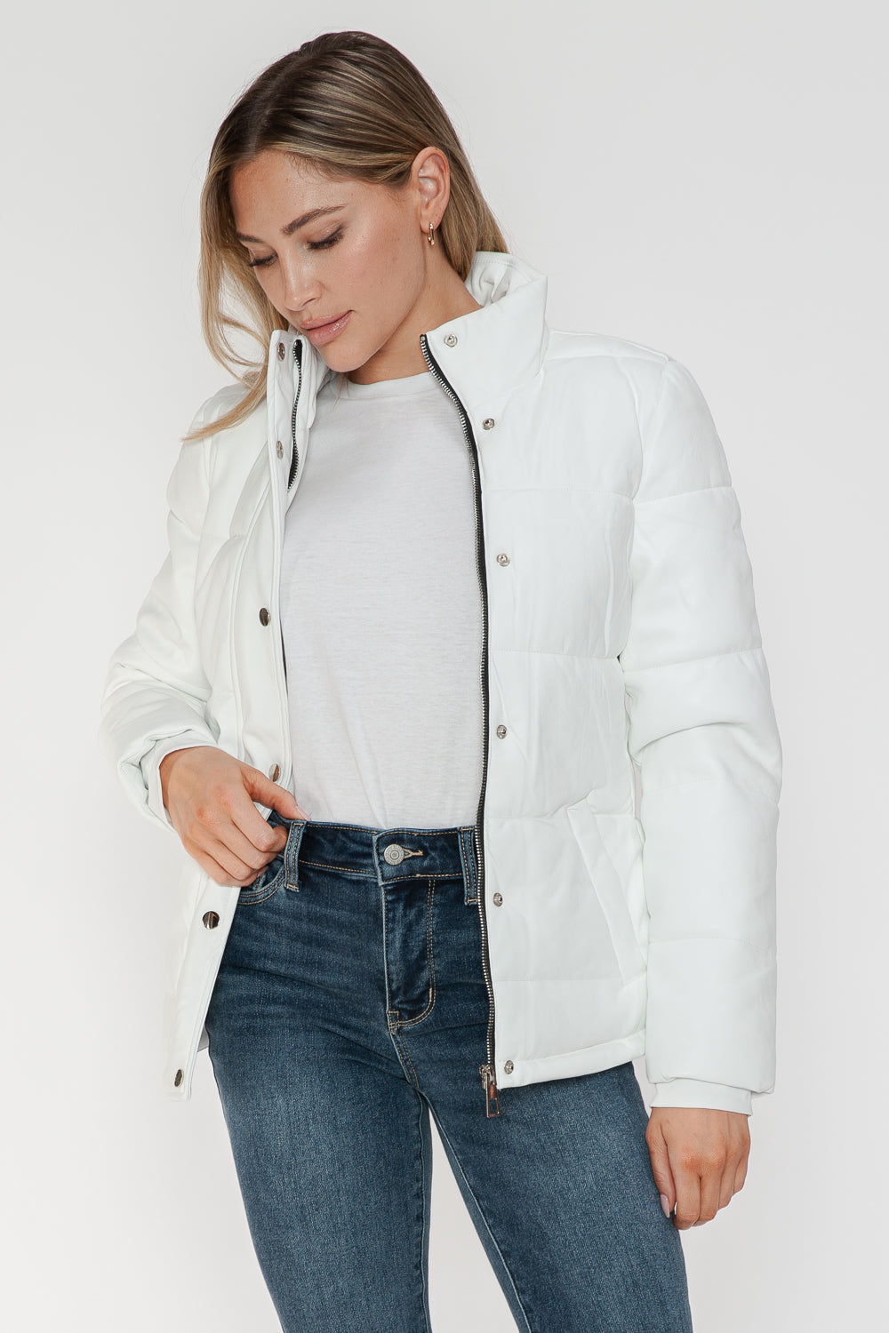 Ymi Pocketed Zip Up Turtleneck Puffer Jacket 1